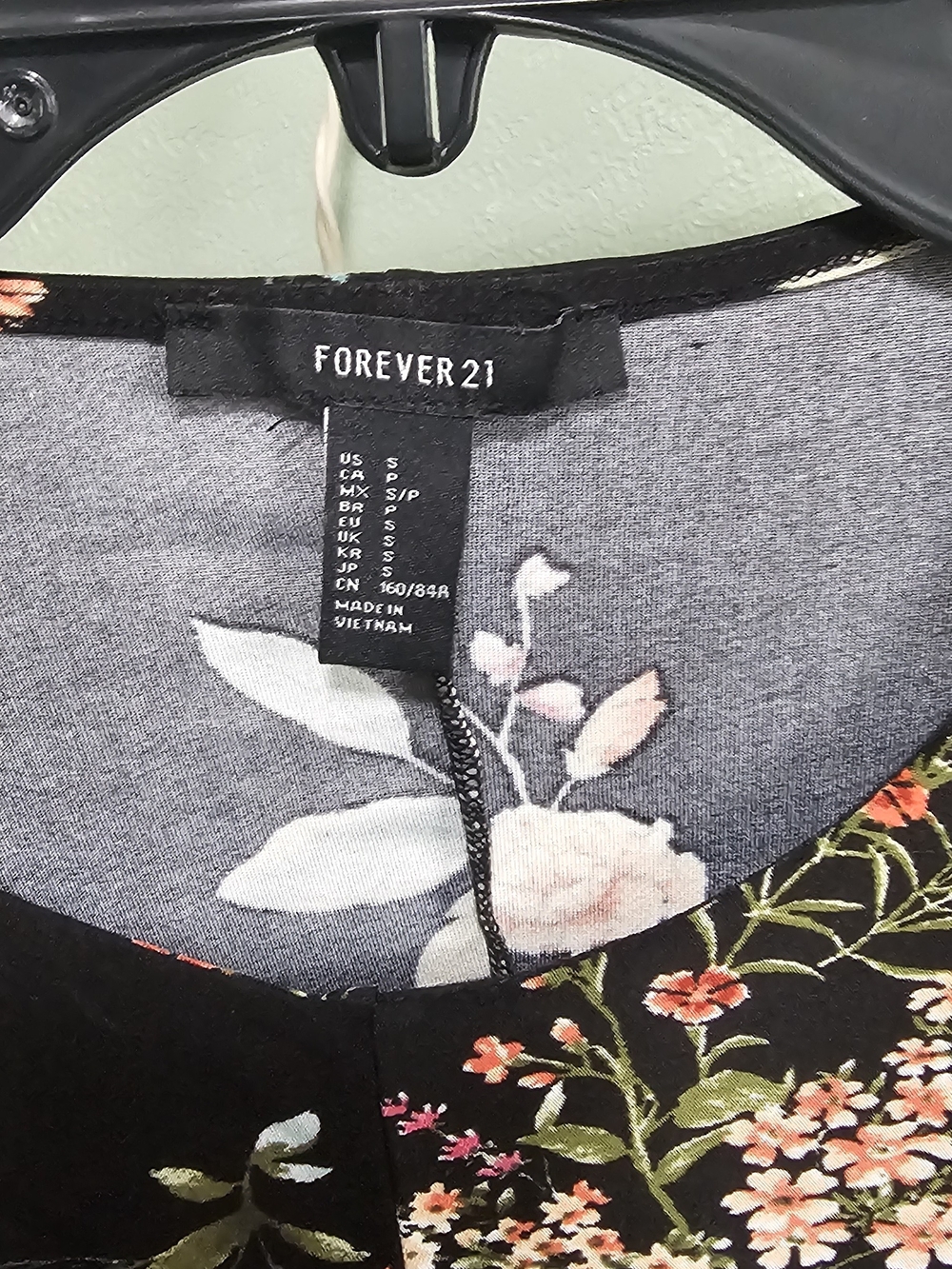 Forever 21 Black Floral Dress with Pink & Green Print